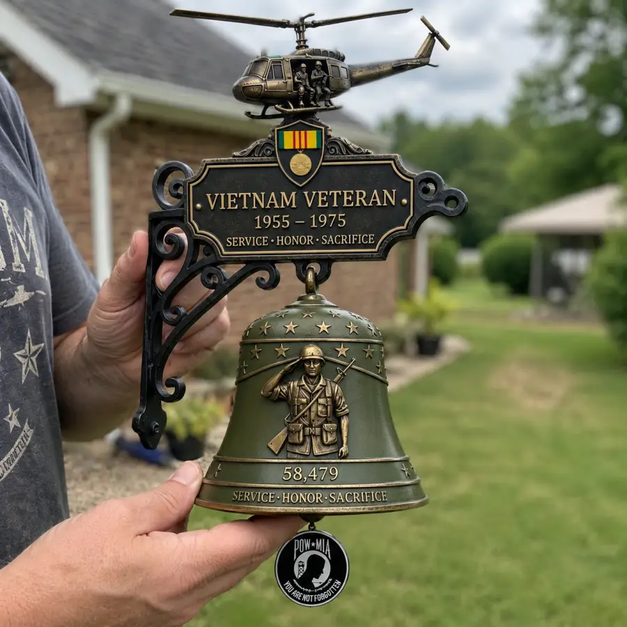 Vietnam Veteran Tribute Wall Bell 1955 to 1975 Commemorative Military Home Decor